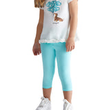 Completo 2 pezzi t-shirt e leggins bianco/celeste