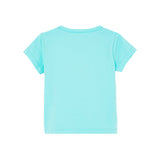 T-shirt logo frontale strass celeste