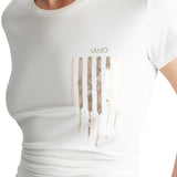 T-shirt taschino con paillettes in jersey