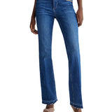 High-waisted bottom up jeans with chains - dark denim