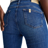 Jeans Bottom up a vita alta con catene - denim scuro