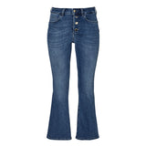 Jeans Bottom Up cropped con bottoni gioiello - Denim medio