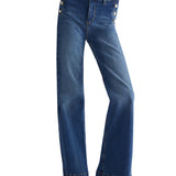 Jeans flare con bottoni gioiello - denim scuro