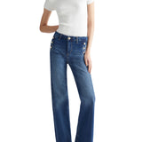 Jeans flare con bottoni gioiello - denim scuro