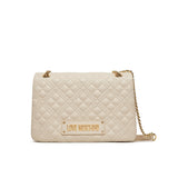 Quilted shoulder bag with beige shoulder strap