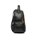 Black faux leather quilted backpack