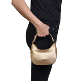 Borsa a spalla small con tracolla oro