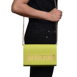 Borsa clutch logo con tracolla giallo