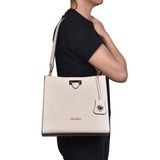 Borsa shopper con logo a cuore beige