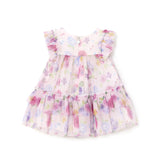 Pink baby girl floral print tulle dress