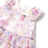 Pink baby girl floral print tulle dress