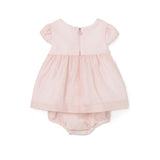 Chiffon ceremony dress with pink baby diaper cover