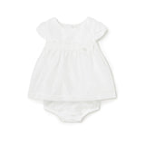 Ceremony chiffon dress with cream newborn diaper cover