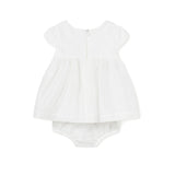 Ceremony chiffon dress with cream newborn diaper cover