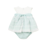 Dress combined with aqua green baby diaper cover