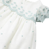 Embroidered tulle dress with cream baby diaper cover