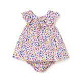 Polka dot print dress with patterned baby diaper cover