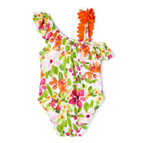 Baby girl patterned asymmetric one-piece swimsuit