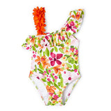 Baby girl patterned asymmetric one-piece swimsuit