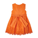 Orange embroidered cotton dress for girls