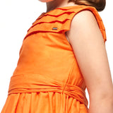 Orange embroidered cotton dress for girls