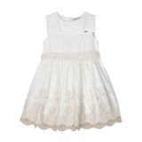 Ecru embroidered cotton dress for girls