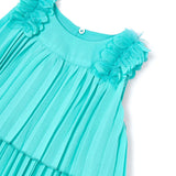 Little girl's aqua green pleated flounce dress