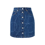 WINNIE LOGO DENIM BLUE SKIRT