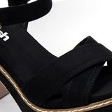 BLACK MICROFIBER HEEL SANDAL