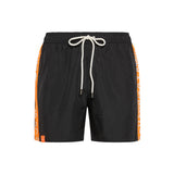 Black side logo stripe swim shorts