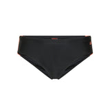 Black solid strip swim briefs