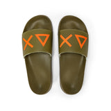 Beach slippers with military green logo