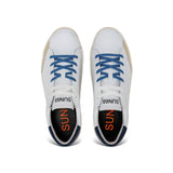 WHITE/BLUE STREET LEATHER SNEAKERS