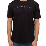 T-shirt Regular fit con linear logo ricamato nero