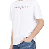 T-shirt regular linear logo bianco