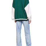 Varsity green colorblock college style cardigan