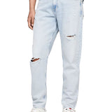 Jeans dad con strappi in denim chiaro