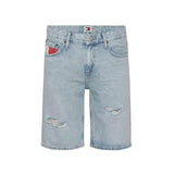 Bermuda di jeans con strappi denim chiaro