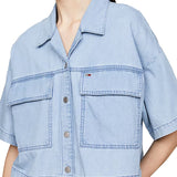 Short sleeve shirt in medium denim