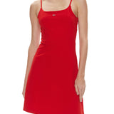 Red strap flare sleeveless mini dress