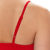 Abito mini smanicato strap flare rosso