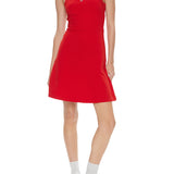 Red strap flare sleeveless mini dress