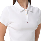 White essential slim fit crop polo shirt