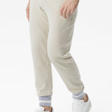 Pantalone in cotone sabbia con fondo bicolore
