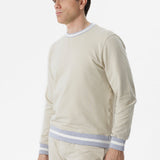 Felpa girocollo in cotone sabbia con dettagli bicolore