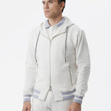 Felpa in cotone con cappuccio e zip bianco