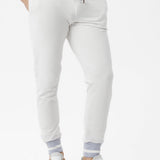 Pantalone in cotone bianco con fondo bicolore