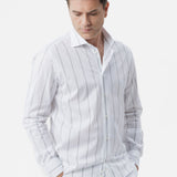 Camicia in cotone riga grigio