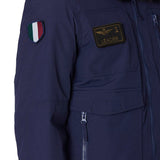 Giubbotto Pilot con collo in ecopelliccia e patches blu notte