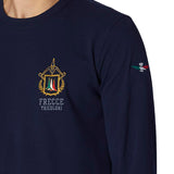 T-shirt manica lunga logo ricamo dorato Frecce Tricolori blu notte